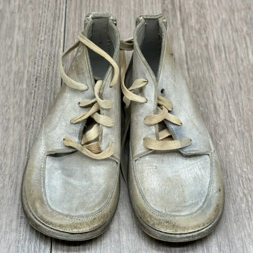 VTG Jumping Jacks Boots Youth Size 2 Moccasin High Top Leather Off White